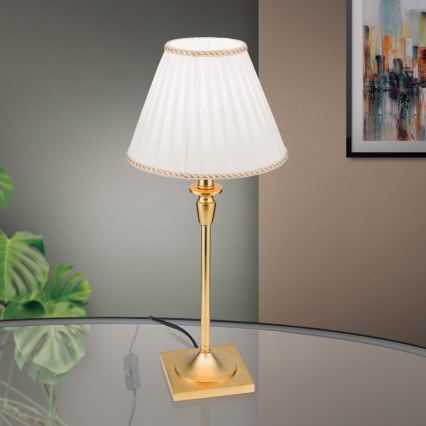 Stona lampa FONSA 1xE27/60W/230V 61 cm bela/zlatna