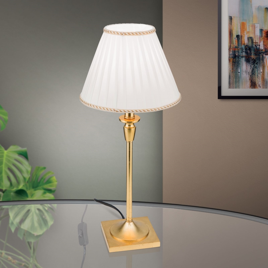 Stona lampa FONSA 1xE27/60W/230V 61 cm bela/zlatna