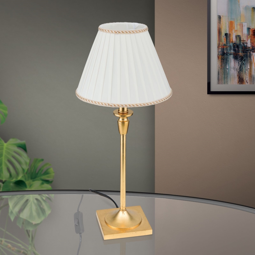 Stona lampa FONSA 1xE27/60W/230V 61 cm bela/zlatna