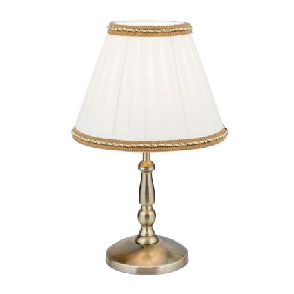 Stona lampa TONIA 1xE27/60W/230V pr. 25 cm bela/bronzana