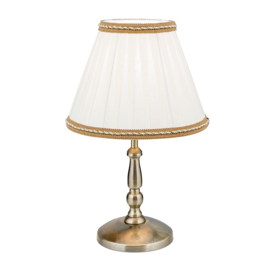 Stona lampa TONIA 1xE27/60W/230V pr. 25 cm bela/bronzana