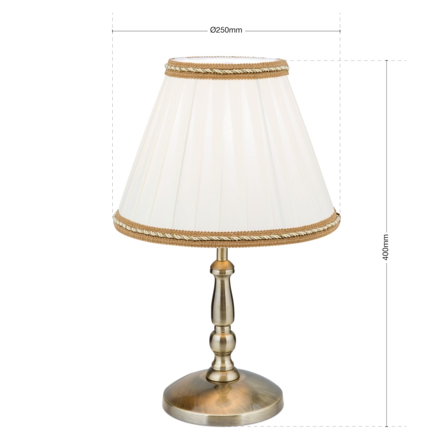 Stona lampa TONIA 1xE27/60W/230V pr. 25 cm bela/bronzana