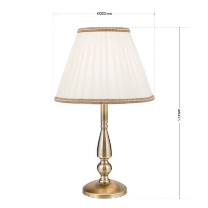 Stona lampa TONIA 1xE27/60W/230V pr. 30 cm bela/bronzana