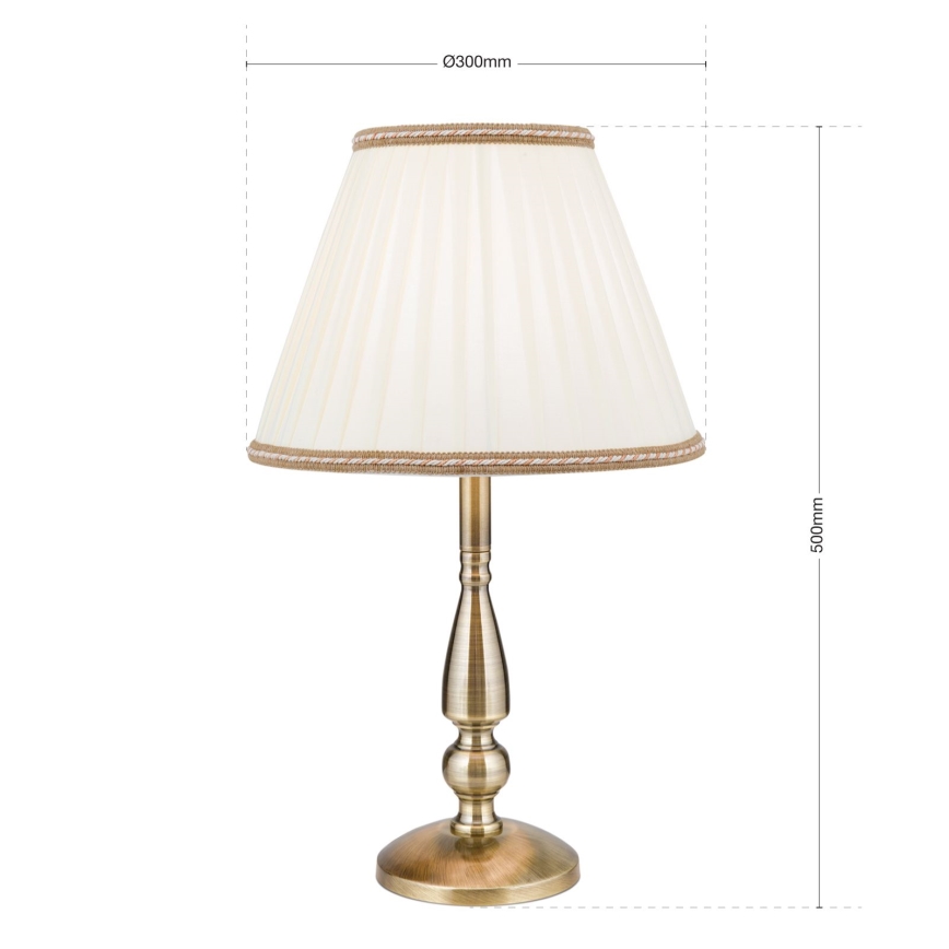 Stona lampa TONIA 1xE27/60W/230V pr. 30 cm bela/bronzana