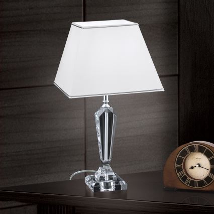 Kristalna stona lampa VERONIQUE 1xE27/60W/230V bela/prozirna