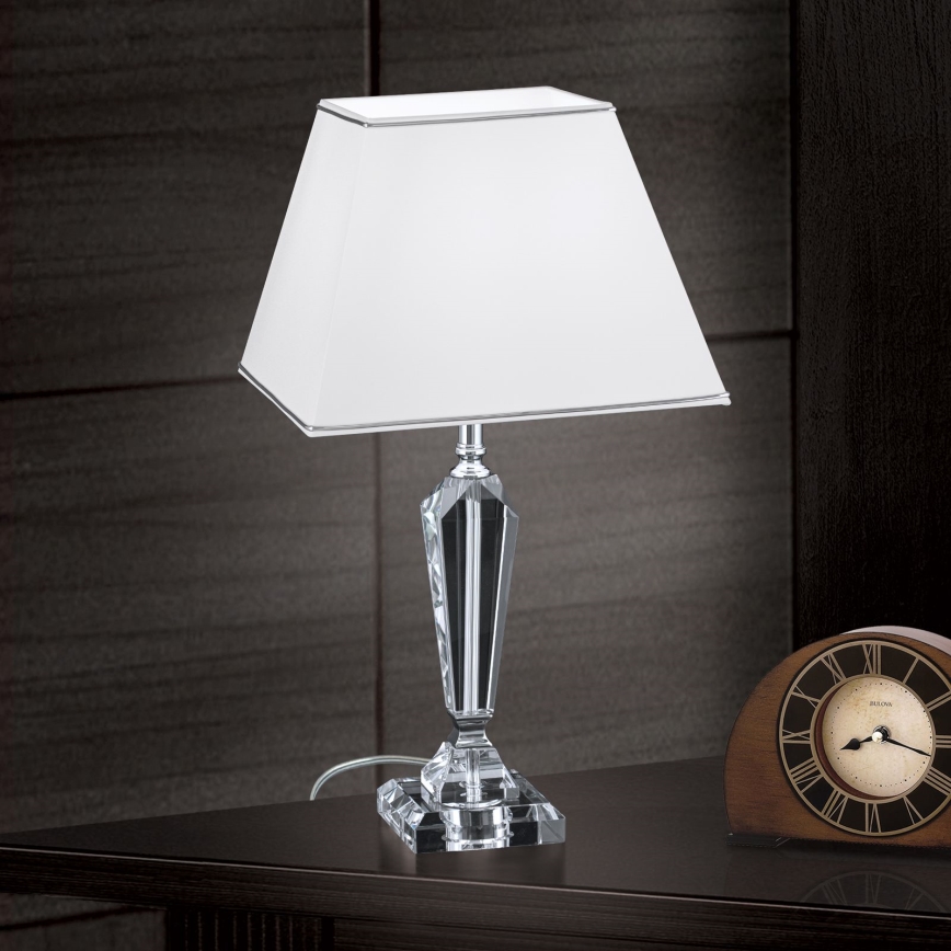 Kristalna stona lampa VERONIQUE 1xE27/60W/230V bela/prozirna