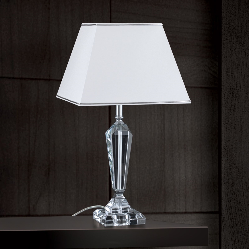 Kristalna stona lampa VERONIQUE 1xE27/60W/230V bela/prozirna