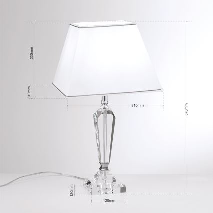 Kristalna stona lampa VERONIQUE 1xE27/60W/230V bela/prozirna