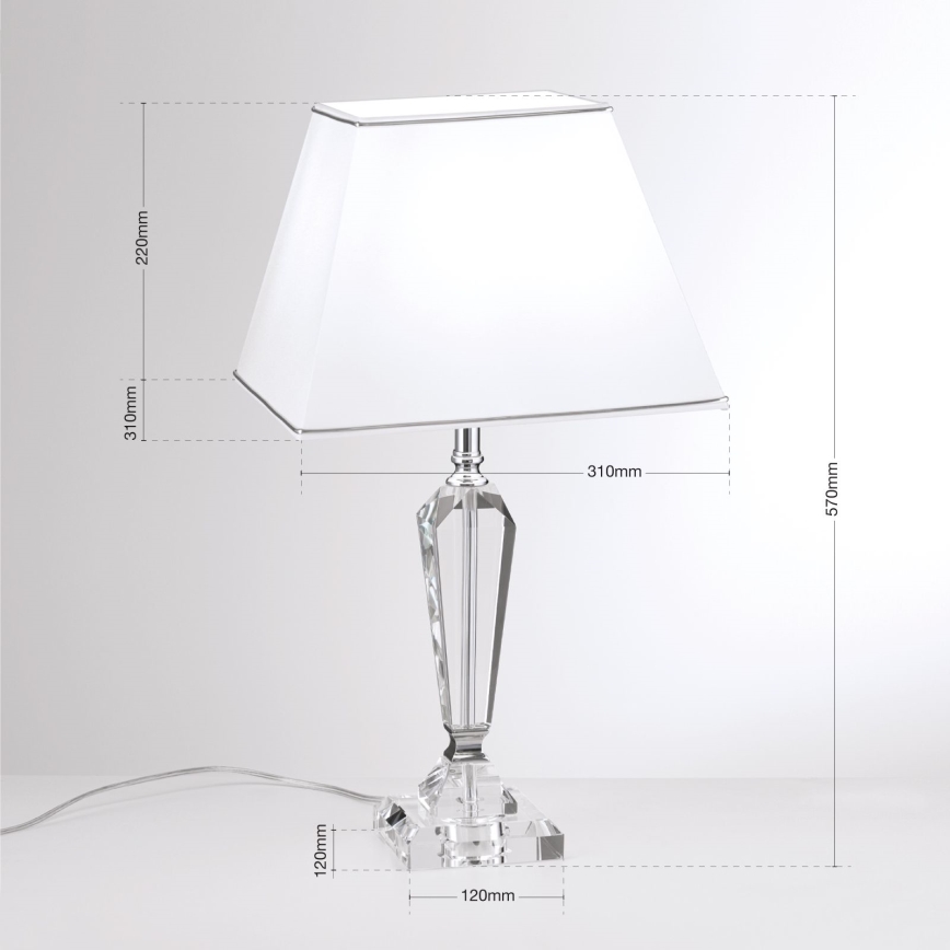 Kristalna stona lampa VERONIQUE 1xE27/60W/230V bela/prozirna