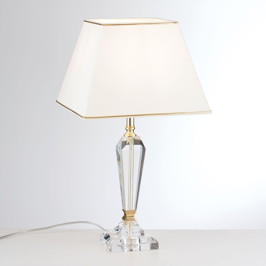 Kristalna stona lampa VERONIQUE 1xE27/60W/230V kremasta/prozirna