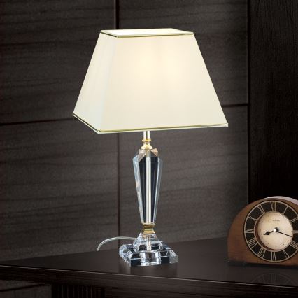Kristalna stona lampa VERONIQUE 1xE27/60W/230V kremasta/prozirna