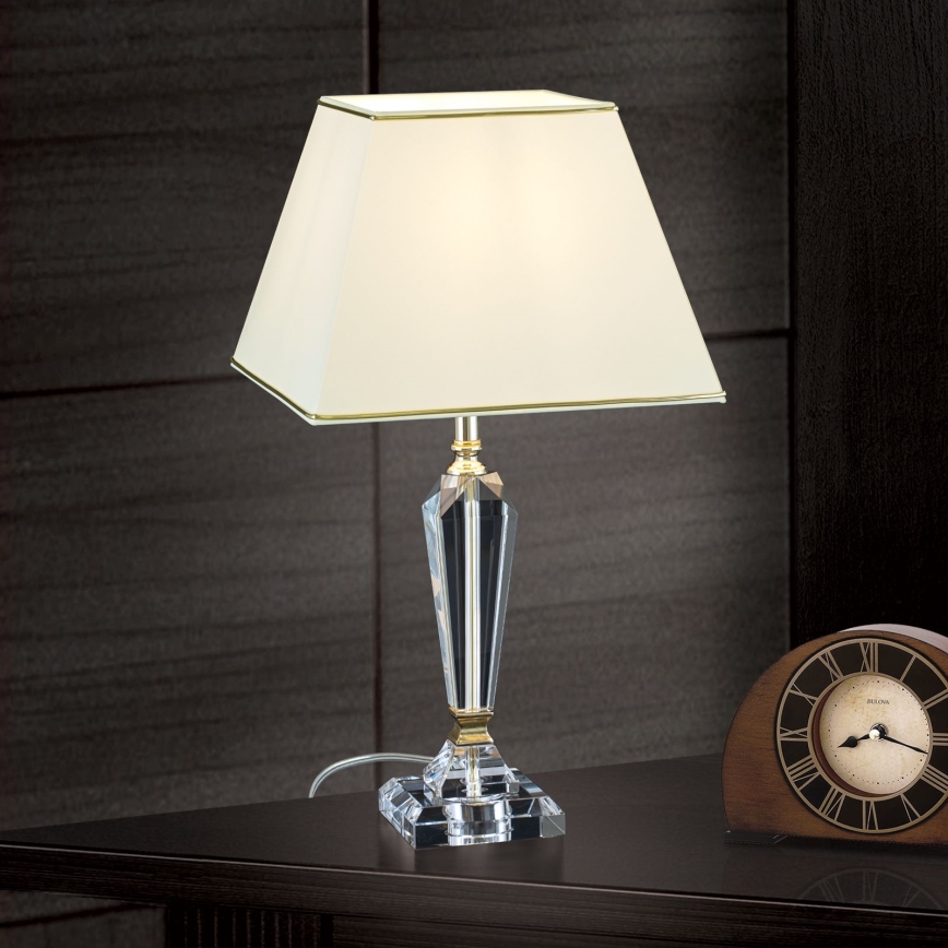 Kristalna stona lampa VERONIQUE 1xE27/60W/230V kremasta/prozirna