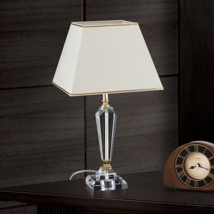 Kristalna stona lampa VERONIQUE 1xE27/60W/230V kremasta/prozirna