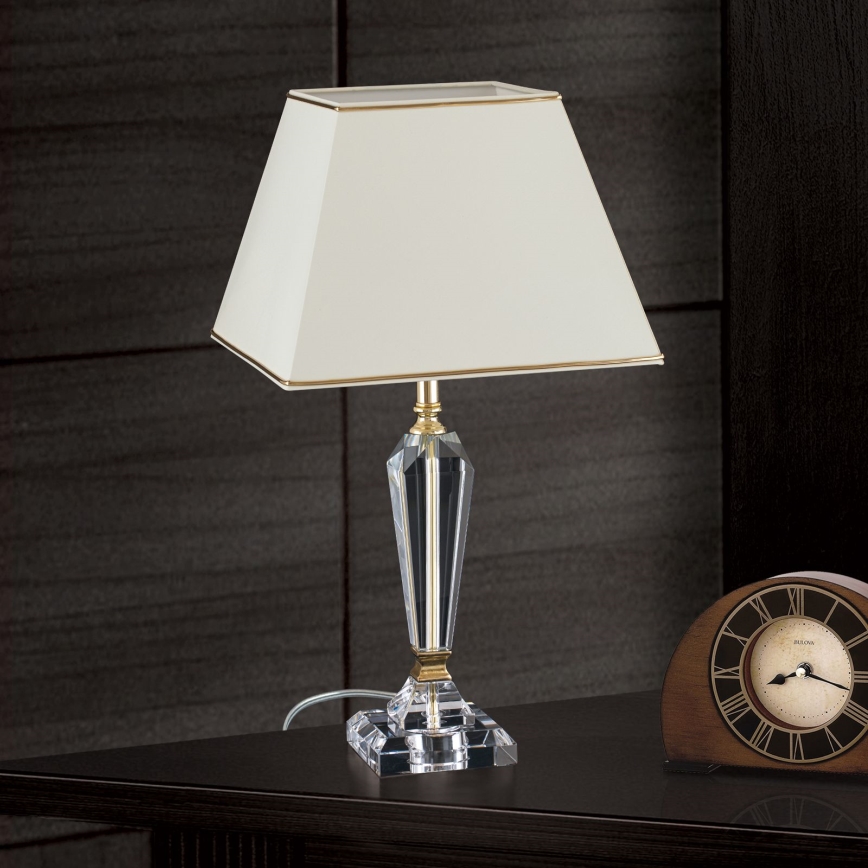 Kristalna stona lampa VERONIQUE 1xE27/60W/230V kremasta/prozirna