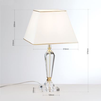 Kristalna stona lampa VERONIQUE 1xE27/60W/230V kremasta/prozirna