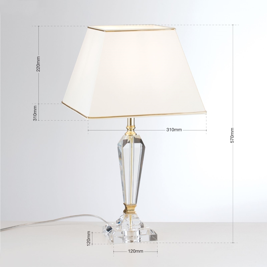 Kristalna stona lampa VERONIQUE 1xE27/60W/230V kremasta/prozirna
