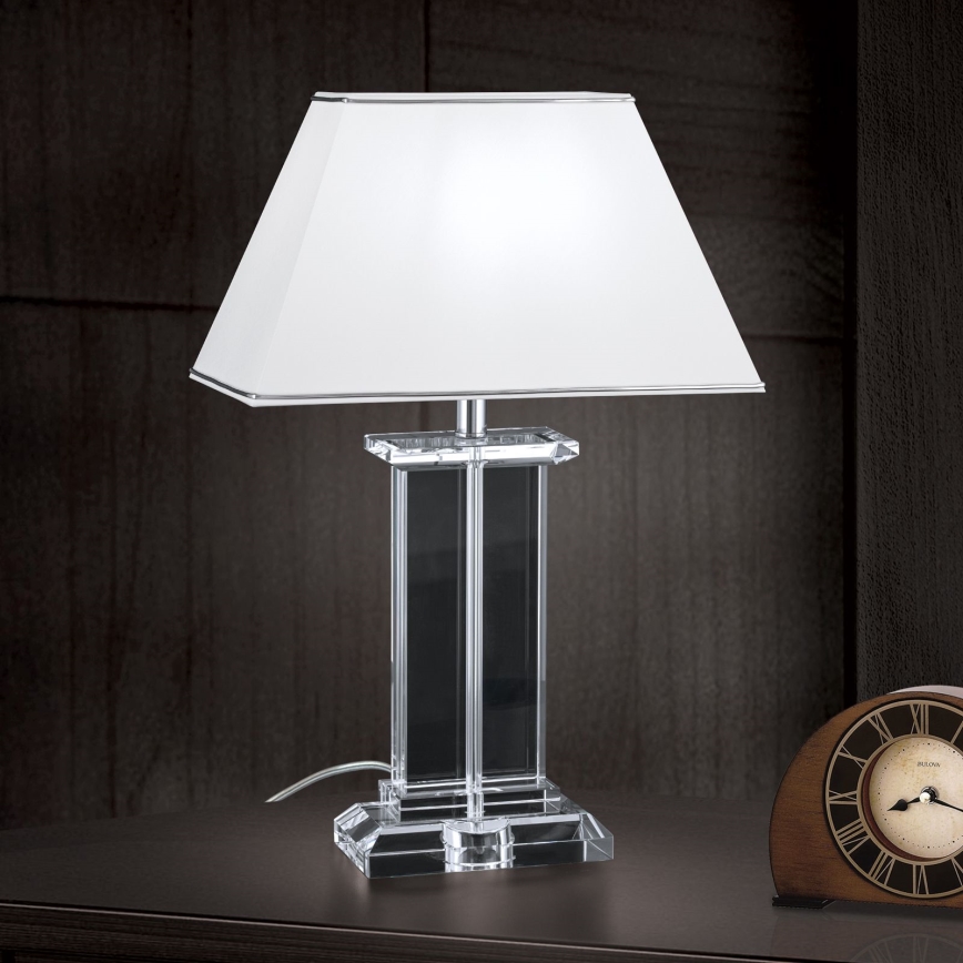 Kristalna stona lampa VERONIQUE 1xE27/60W/230V bela/prozirna