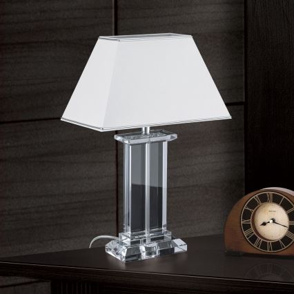 Kristalna stona lampa VERONIQUE 1xE27/60W/230V bela/prozirna