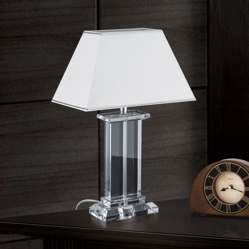Kristalna stona lampa VERONIQUE 1xE27/60W/230V bela/prozirna