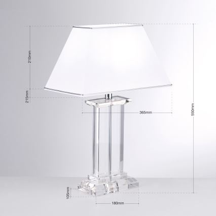 Kristalna stona lampa VERONIQUE 1xE27/60W/230V bela/prozirna