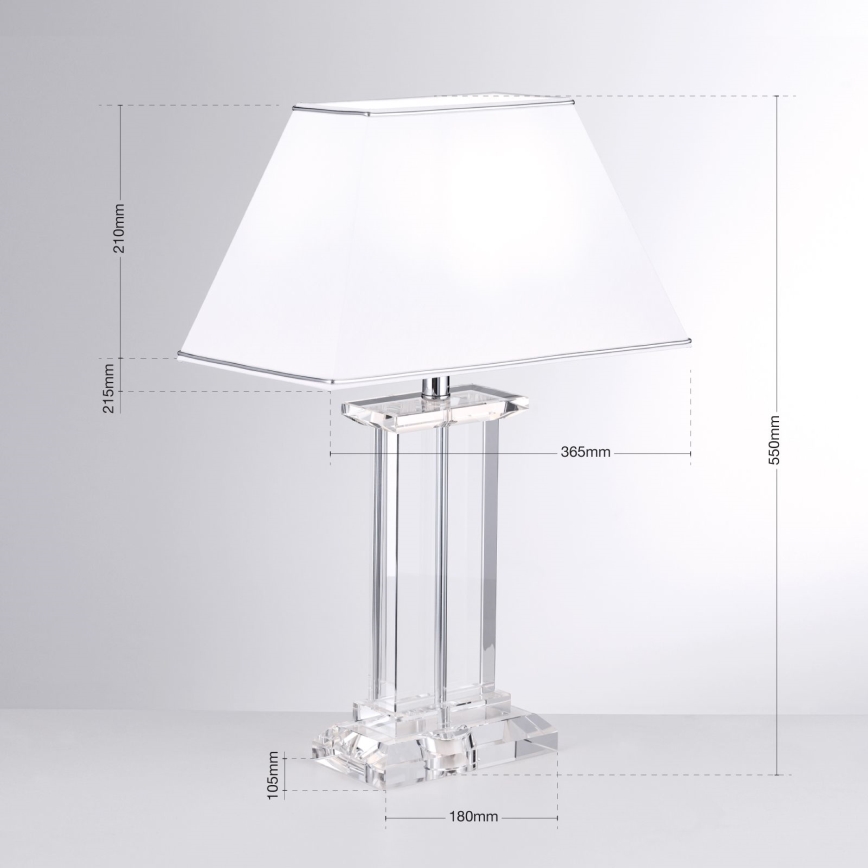 Kristalna stona lampa VERONIQUE 1xE27/60W/230V bela/prozirna