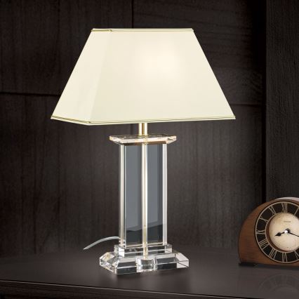 Kristalna stona lampa VERONIQUE 1xE27/60W/230V kremasta/prozirna