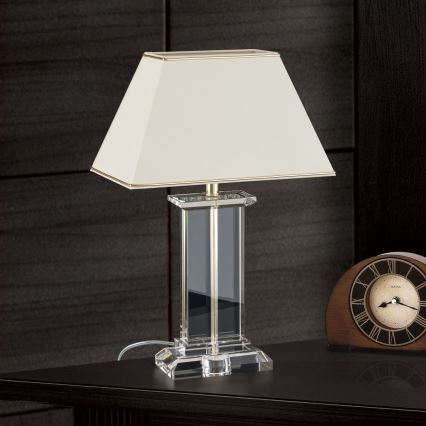 Kristalna stona lampa VERONIQUE 1xE27/60W/230V kremasta/prozirna