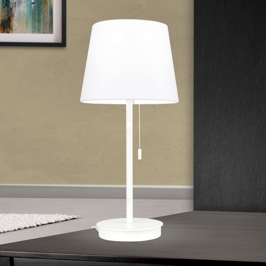 Stona lampa sa USB portom LUDWIG 1xE27/40W/230V 50 cm bela