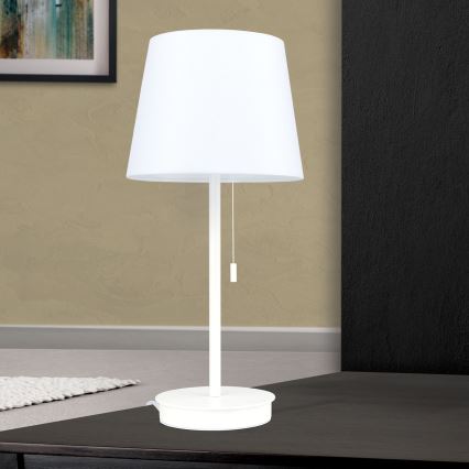 Stona lampa sa USB portom LUDWIG 1xE27/40W/230V 50 cm bela