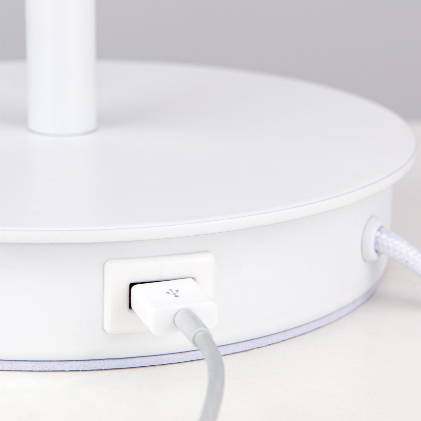 Stona lampa sa USB portom LUDWIG 1xE27/40W/230V 50 cm bela