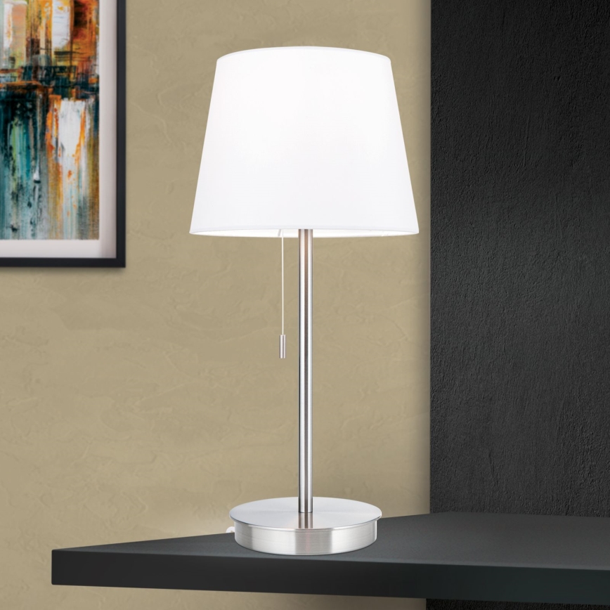 Stona lampa sa USB portom LUDWIG 1xE27/40W/230V 50 cm bela/mat krom