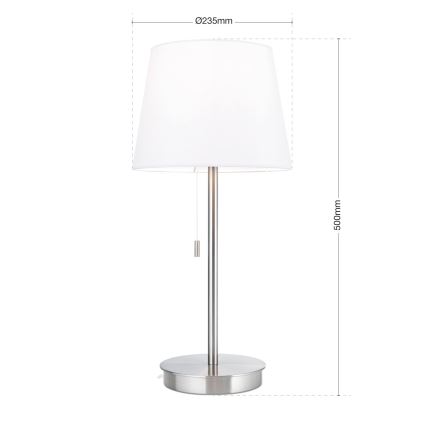 Stona lampa sa USB portom LUDWIG 1xE27/40W/230V 50 cm bela/mat krom