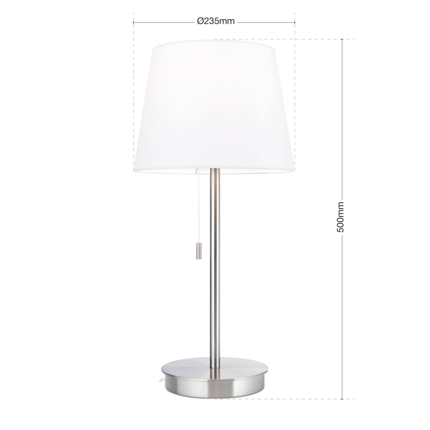 Stona lampa sa USB portom LUDWIG 1xE27/40W/230V 50 cm bela/mat krom