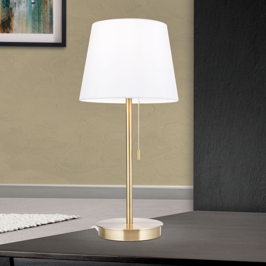 Stona lampa sa USB portom LUDWIG 1xE27/40W/230V 50 cm bela/zlatna