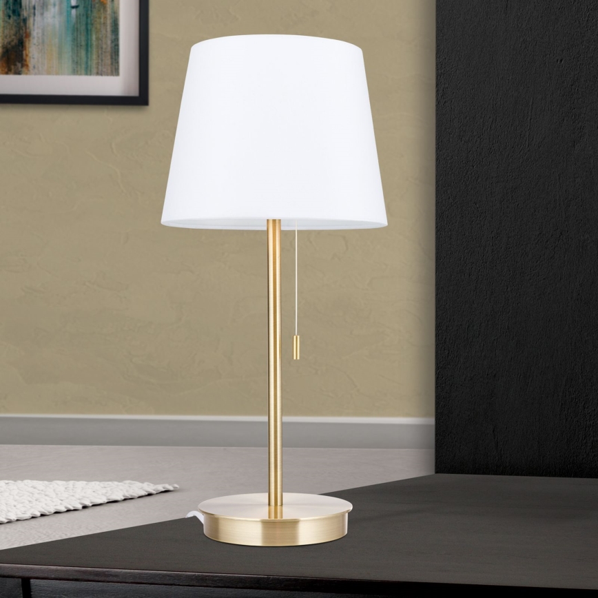 Stona lampa sa USB portom LUDWIG 1xE27/40W/230V 50 cm bela/zlatna