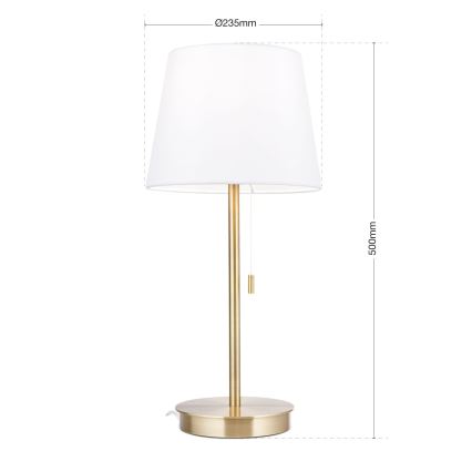Stona lampa sa USB portom LUDWIG 1xE27/40W/230V 50 cm bela/zlatna