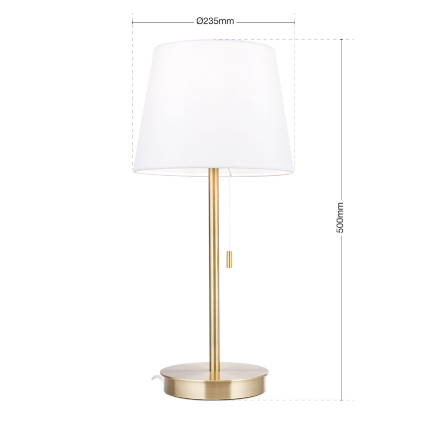 Stona lampa sa USB portom LUDWIG 1xE27/40W/230V 50 cm bela/zlatna
