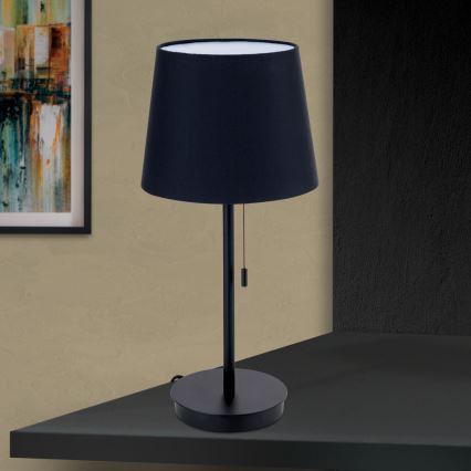 Stona lampa sa USB portom LUDWIG 1xE27/40W/230V 50 cm crno