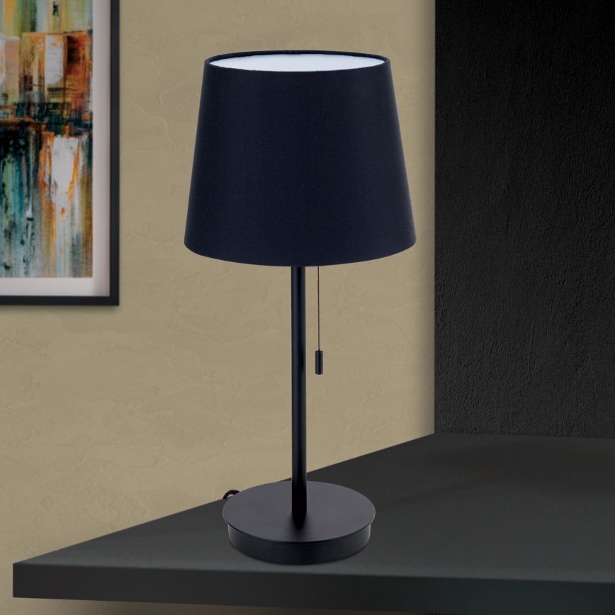 Stona lampa sa USB portom LUDWIG 1xE27/40W/230V 50 cm crno