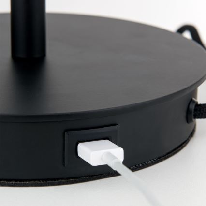 Stona lampa sa USB portom LUDWIG 1xE27/40W/230V 50 cm crno