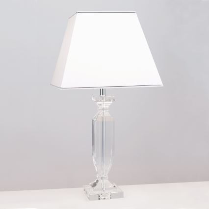 Kristalna stona lampa POKAL 1xE27/60W/230V bela/prozirna