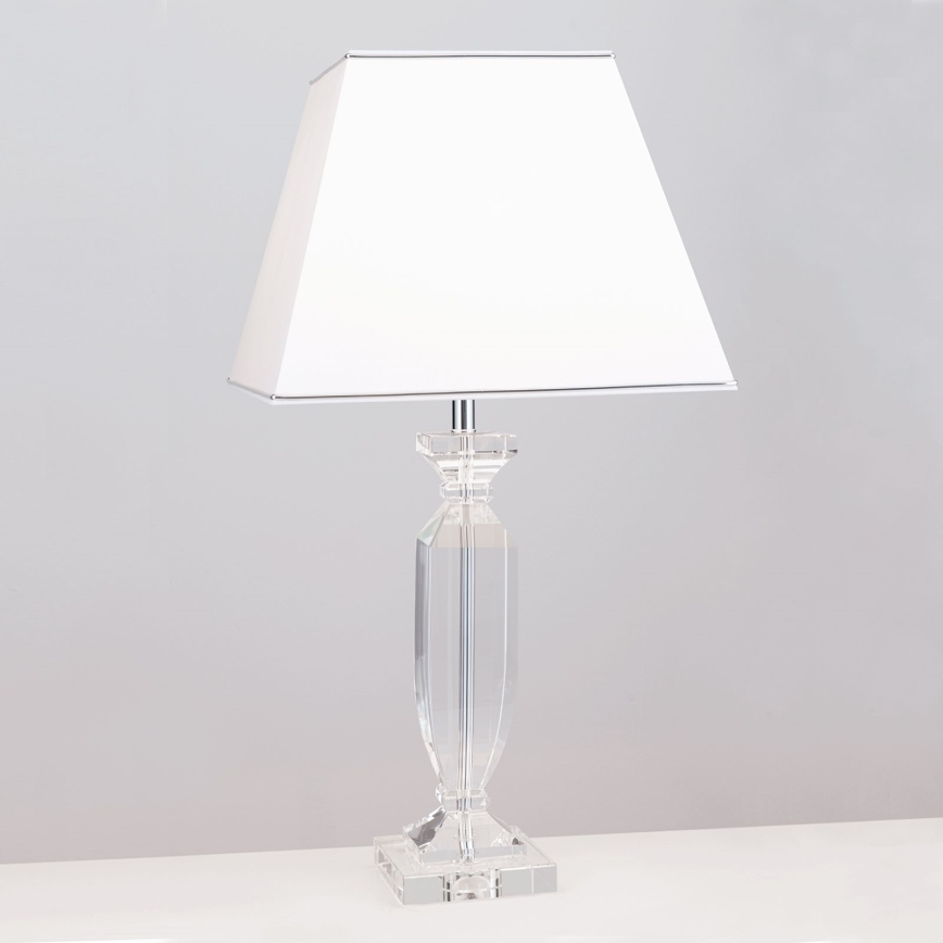 Kristalna stona lampa POKAL 1xE27/60W/230V bela/prozirna