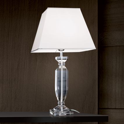 Kristalna stona lampa POKAL 1xE27/60W/230V bela/prozirna
