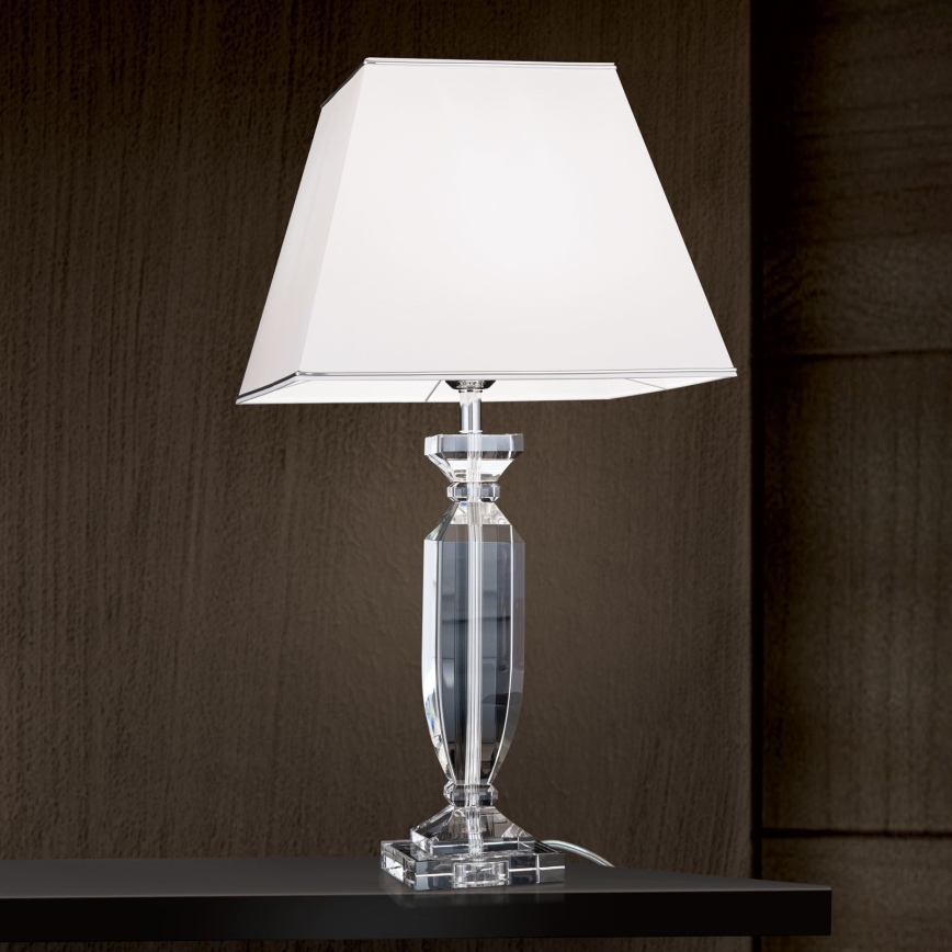 Kristalna stona lampa POKAL 1xE27/60W/230V bela/prozirna