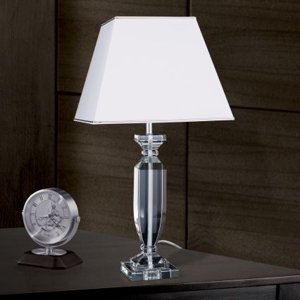 Kristalna stona lampa POKAL 1xE27/60W/230V bela/prozirna
