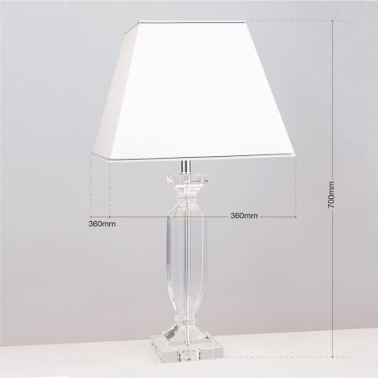 Kristalna stona lampa POKAL 1xE27/60W/230V bela/prozirna