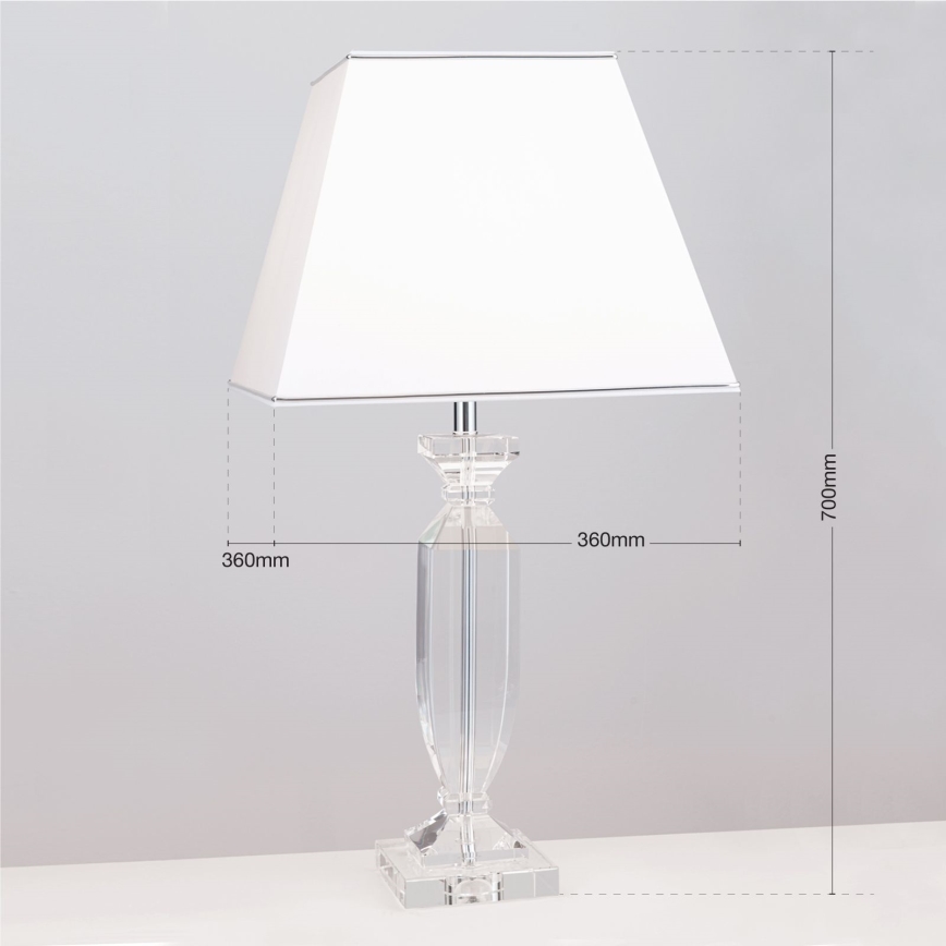 Kristalna stona lampa POKAL 1xE27/60W/230V bela/prozirna