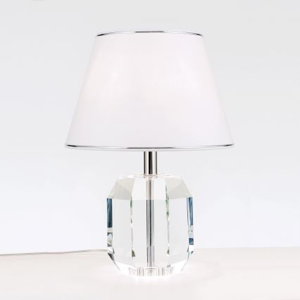 Kristalna stona lampa ALEXIS 1xE27/60W/230V bela/sjajni krom/prozirna