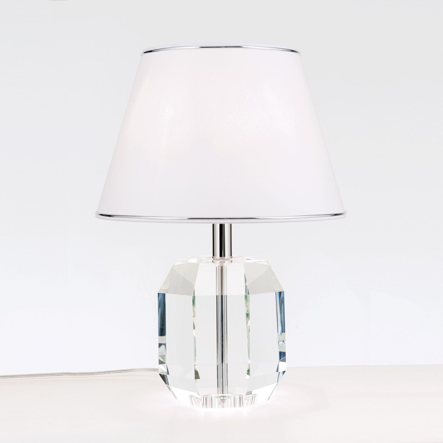 Kristalna stona lampa ALEXIS 1xE27/60W/230V bela/sjajni krom/prozirna