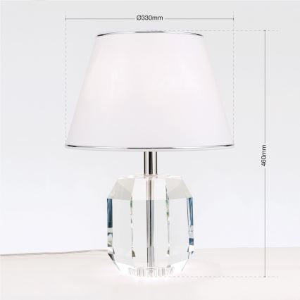 Kristalna stona lampa ALEXIS 1xE27/60W/230V bela/sjajni krom/prozirna